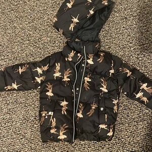 H and m kids black bunny puffer jacket
